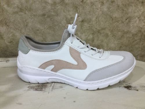 Rieker L32G9-80 White & Rose Slip on Trainer