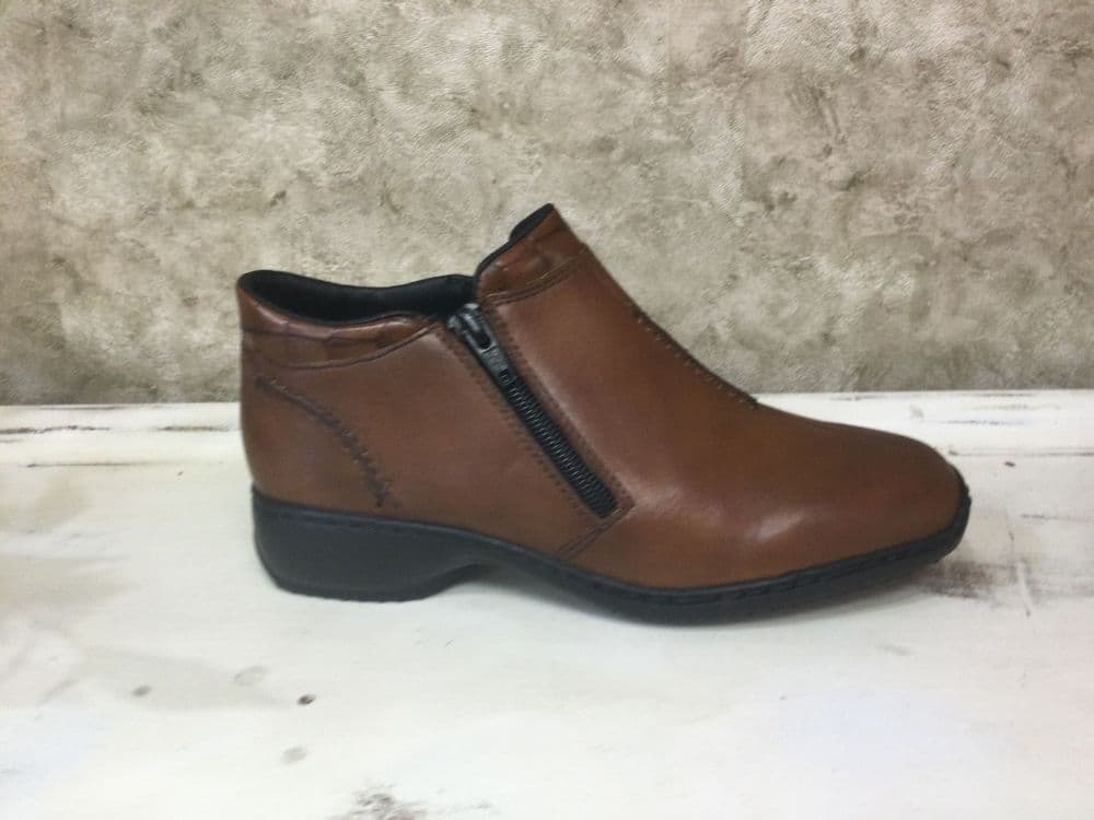Rieker L3882-24 Tan Double Zip Ankle Boot