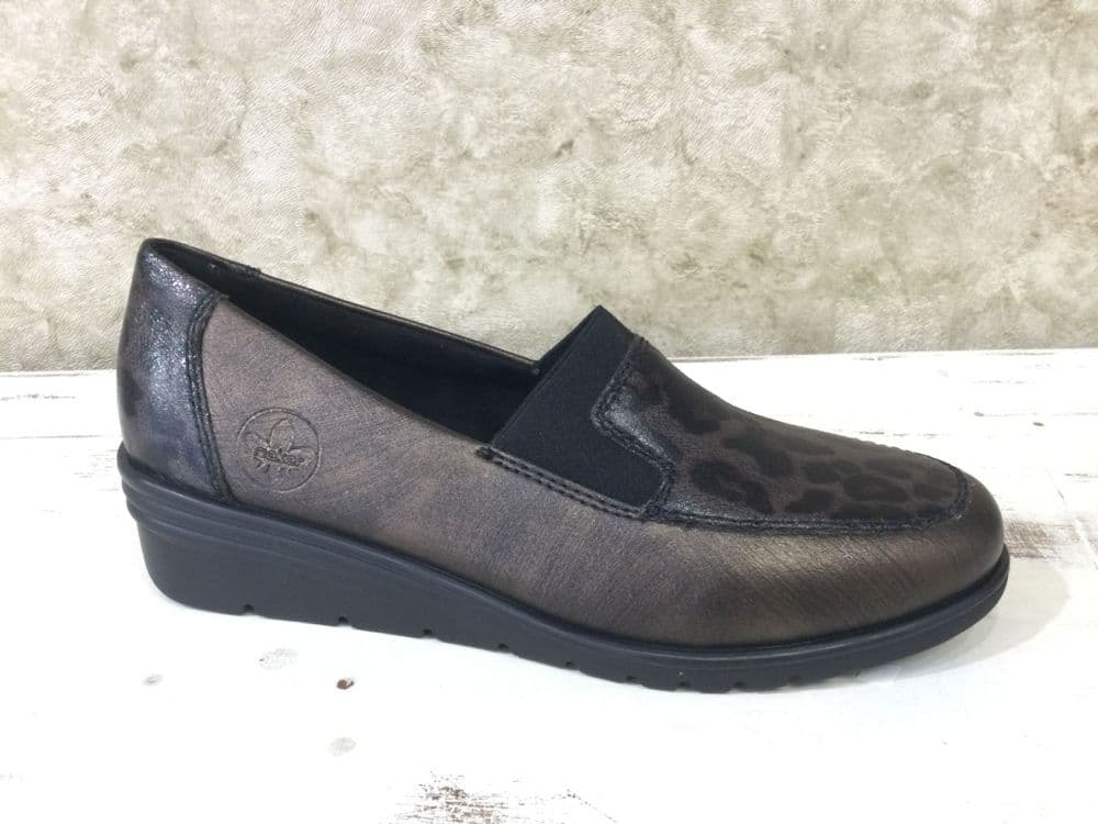 Rieker L5351-90 Bronze / Leopard Loafer