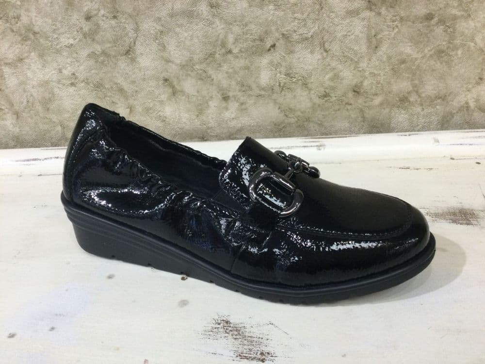 Rieker L5352-00 Black Patent Loafer