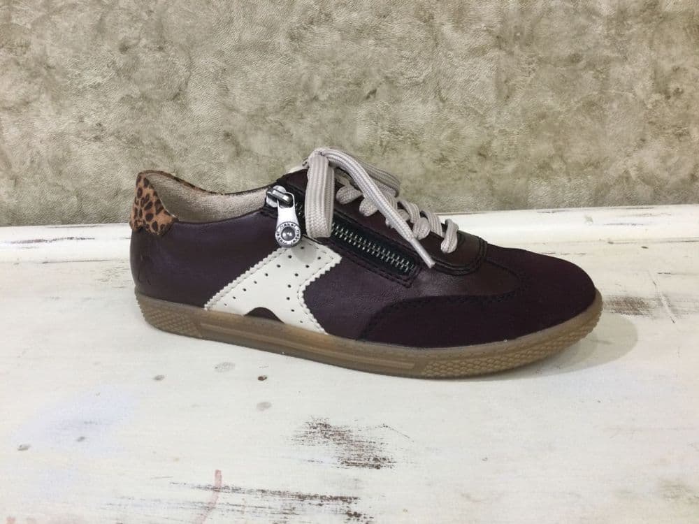 Rieker L9700-30 Burgundy Trainer with Functional Side Zip