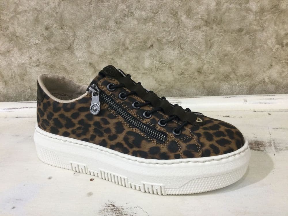 Rieker M1953-90 Brown/Leopard Zip Up  Fashion Trainer