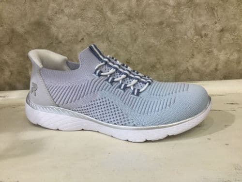 Rieker M5066-30 Light Blue/Grey Mix Slip on Trainer