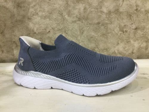 Rieker M5072-10 Blue/Grey Mix Slip On Trainer