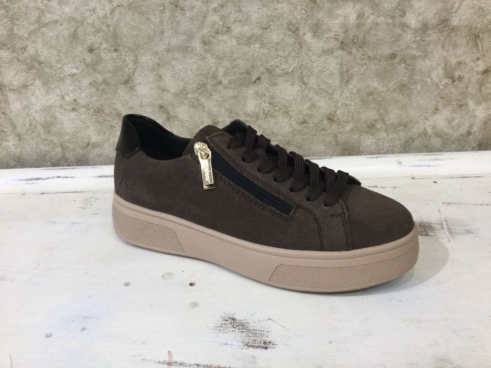 Rieker M7701-25 Brown Trainer with Functional Side Zip