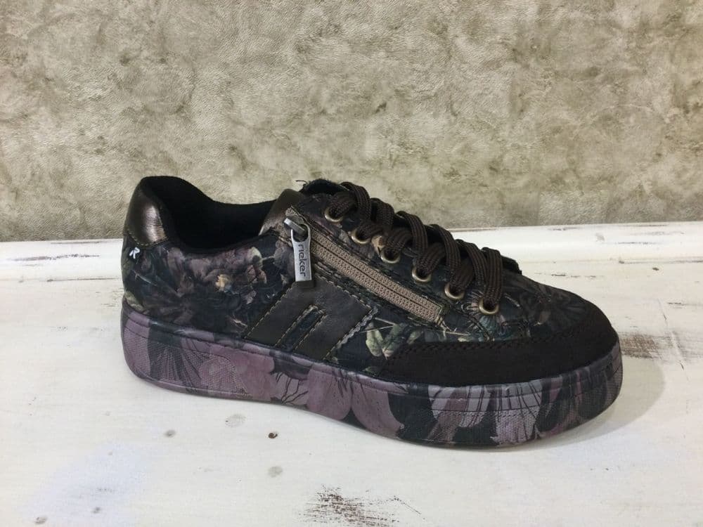 Rieker M7711-26 Dark Brown Floral Mix