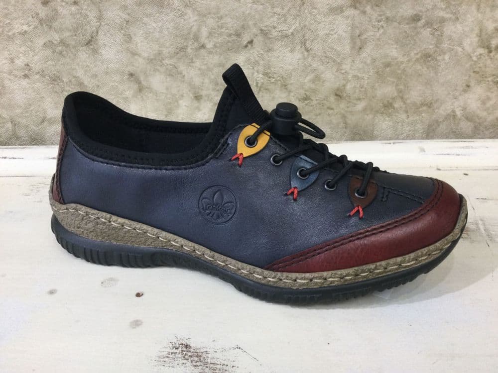 Rieker N3271-35 Navy Multi Slip On Trainer