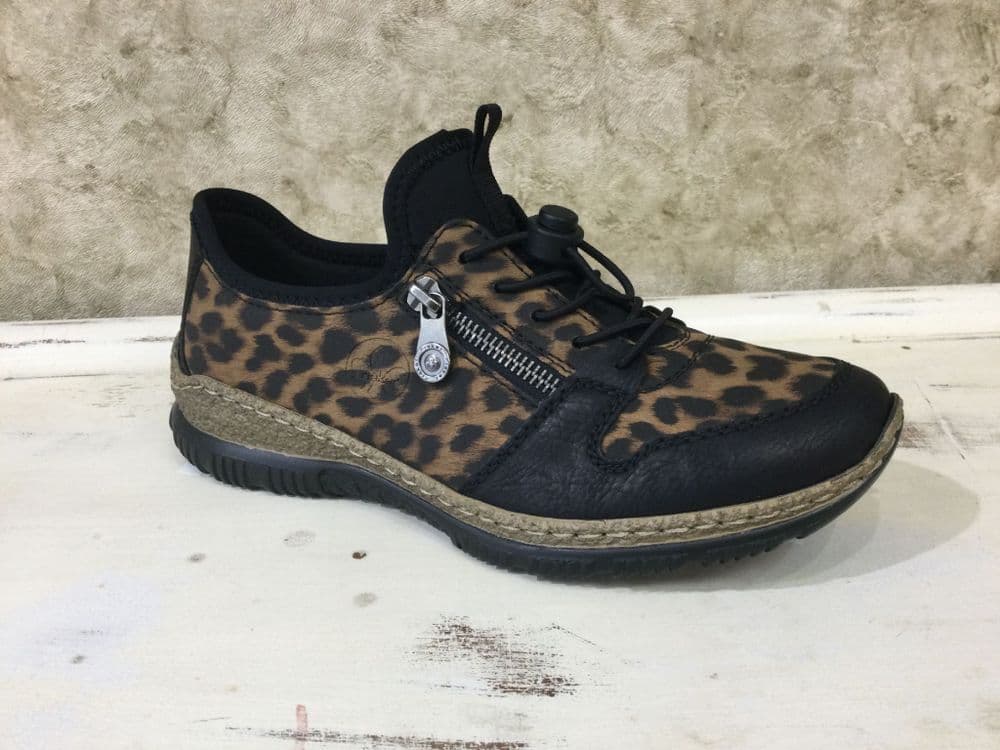 Rieker N32G0-90 Leopard Slip on Trainer