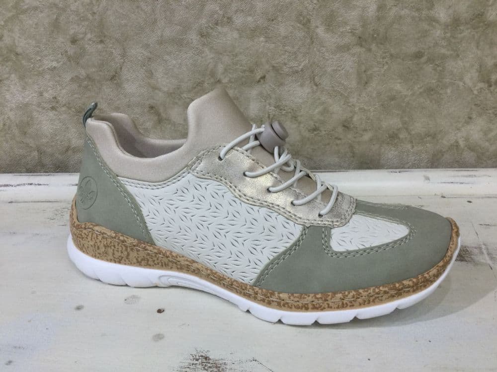 Rieker N4260-80 Khaki/Beige Mix Slip On Trainer