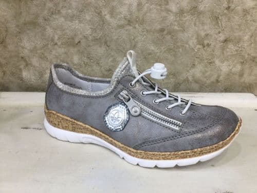 Rieker N4263-40 Grey Comfort Slip on Trainer