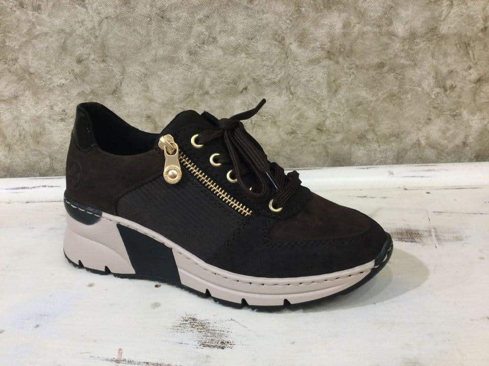 Rieker N6314-25 Brown Mix Wedge Trainer