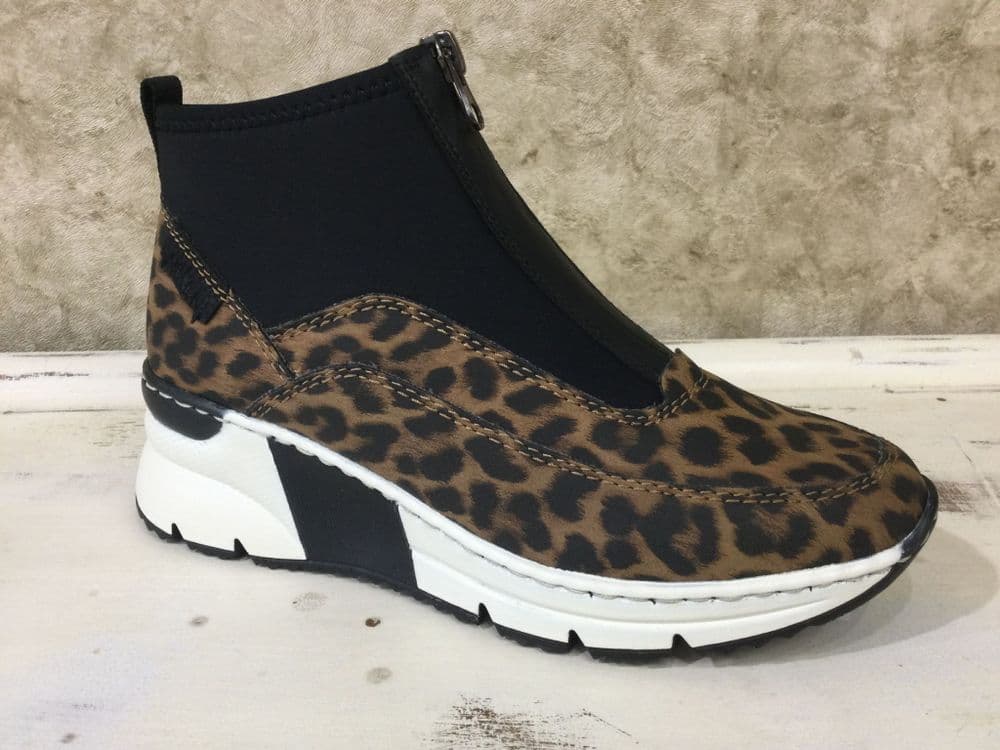 Rieker N6352-90 Leopard Scuba Front Zip Boot