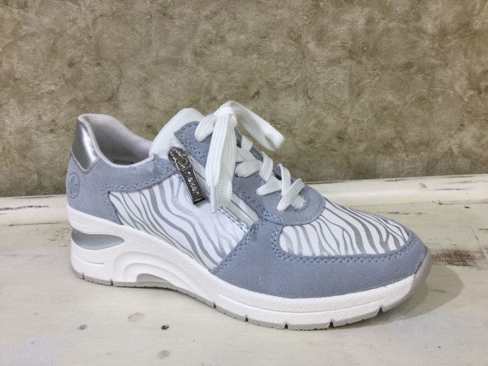 Rieker N9305-80 Light Blue/Silver Mix Wedge Trainer