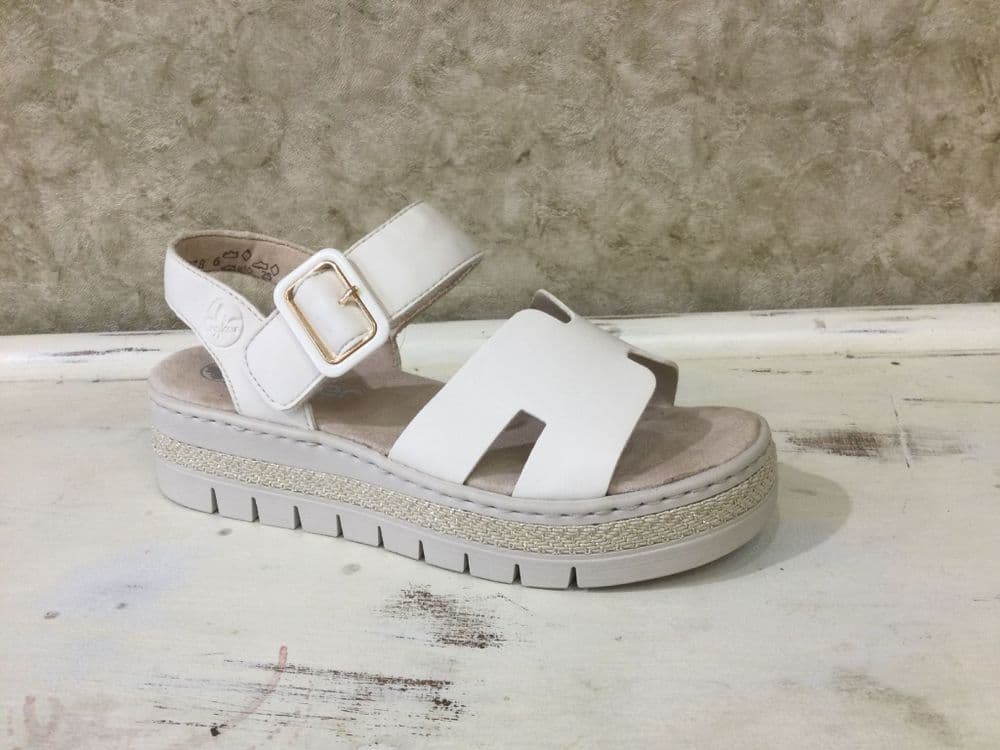 Rieker V4952-60 Ivory/Gold Mix Velcro Fastening Sandal
