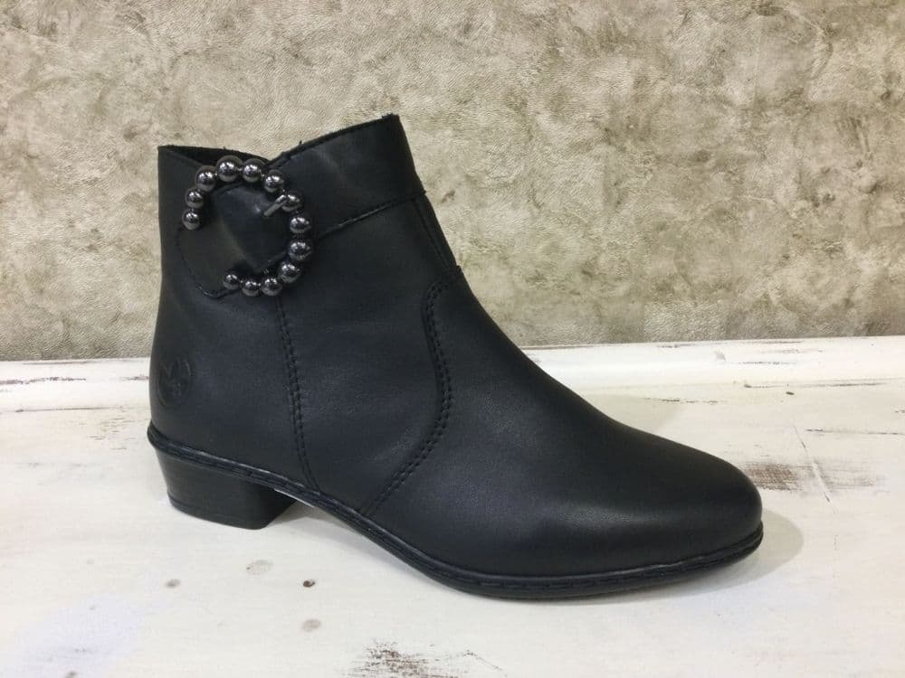 Rieker YO797-00 Black Ankle Boot