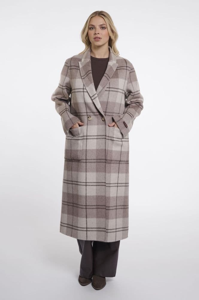 Rino & Pelle Adria Soft Oat Check/Oat Double Breasted Reversible Coat
