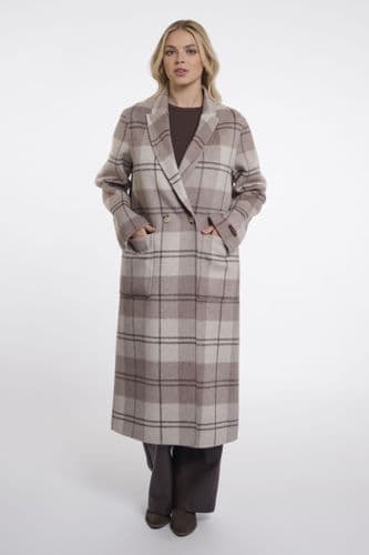 Rino & Pelle Adria Soft Oat Check/Oat Double Breasted Reversible Coat