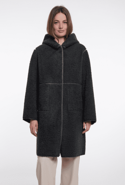 Rino & Pelle Ami Long Reversible Coat with Hood in Urban Teal