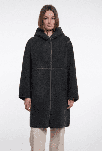 Rino & Pelle Ami Long Reversible Coat with Hood in Urban Teal
