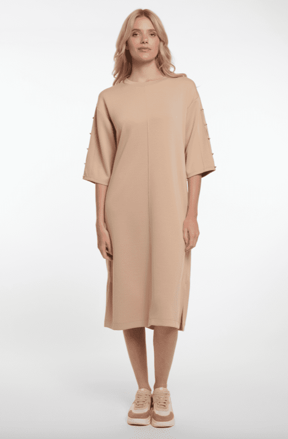 Rino & Pelle Bonita Dress with Sleeve Detail in Oat
