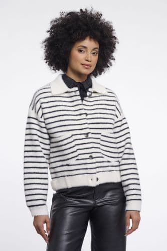 Rino & Pelle Bubbly Boxy Jacket in Black & White Striped