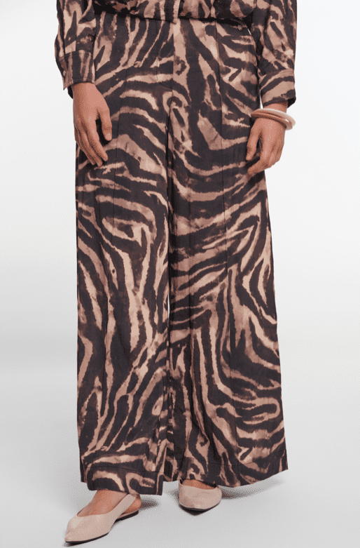 Rino & Pelle Darjashort Short length wide leg Pants in Brown Zebra