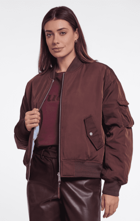 Rino & Pelle Djenna Reversible Bomber Jacket in in Fudge Cloak & Light Blue