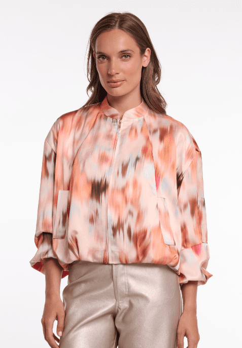 Rino & Pelle Flore Bomber Jacket with Zipper in Blurred Botany