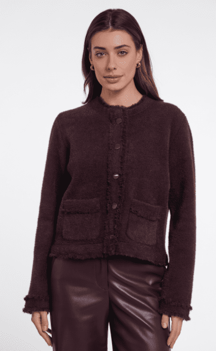Rino & Pelle Florieke Jacket with Fringe Details in Fudge Cloak