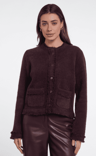 Rino & Pelle Florieke Jacket with Fringe Details in Fudge Cloak