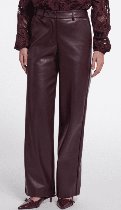 Rino & Pelle Georgina Short length Faux Leather Trousers in Chocolate Bean