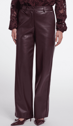 Rino & Pelle Georgina Short length Faux Leather Trousers in Chocolate Bean
