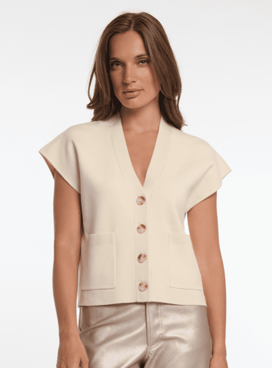 Rino & Pelle Hagi Waistcoat with Button Closure in Birch