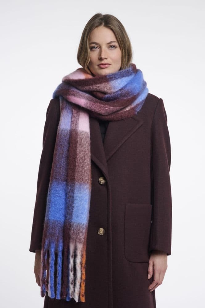 Rino & Pelle Hibbe Blue Fudge Check Scarf