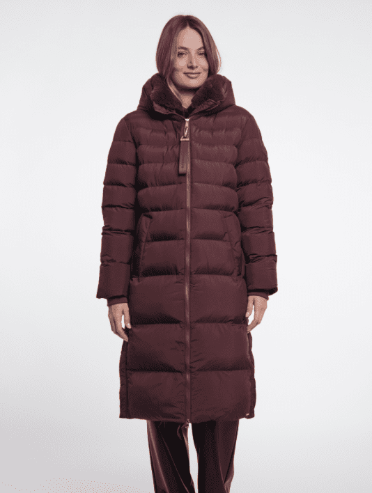 Rino & Pelle Hudson Padded Coat with Detachable Collar in Fudge Cloak