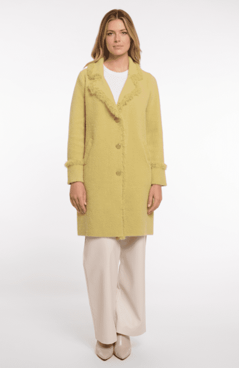 Rino & Pelle Joanna Green Curry Single Breasted Coat With Fringes