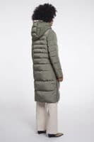 Rino & Pelle Keilafur Misty Basil Light Leopard Long Padded Hooded Coat