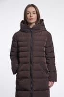 Rino & Pelle Keilafur Peated Brown Leopard Long Padded Hooded Coat