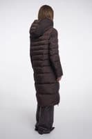 Rino & Pelle Keilafur Peated Brown Leopard Long Padded Hooded Coat