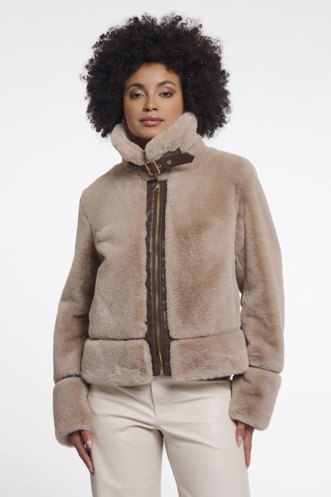 Rino & Pelle Lambra Oat Short Faux Fur Jacket