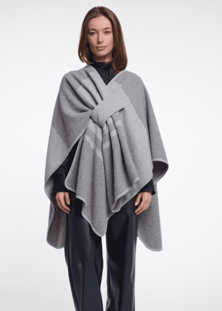 Rino & Pelle Levi Cape in Light Grey Check