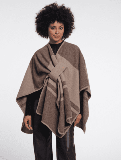 Rino & Pelle Levi Cape in Toffee Check