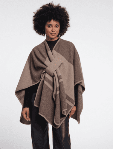 Rino & Pelle Levi Cape in Toffee Check
