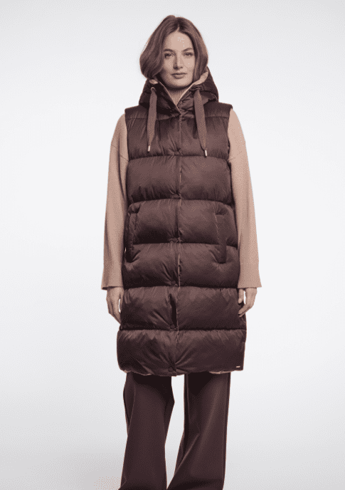 Rino & Pelle Logan Reversible Long Waistcoat in Peated & Light Toast