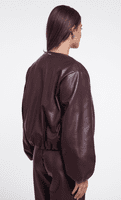 Rino & Pelle Lomee Faux Leather Blouson Jacket in Chocolate Bean