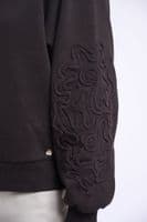 Rino & Pelle Manar Coffee Roast Crew Neck Sweater with Applicated Sleeves