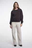 Rino & Pelle Manar Coffee Roast Crew Neck Sweater with Applicated Sleeves