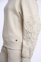 Rino & Pelle Manar Off White Crew Neck Sweater with Applicated Sleeves