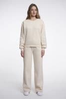 Rino & Pelle Manar Off White Crew Neck Sweater with Applicated Sleeves