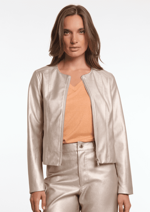 Rino & Pelle Nila Cropped Zip Jacket in Gold Brush